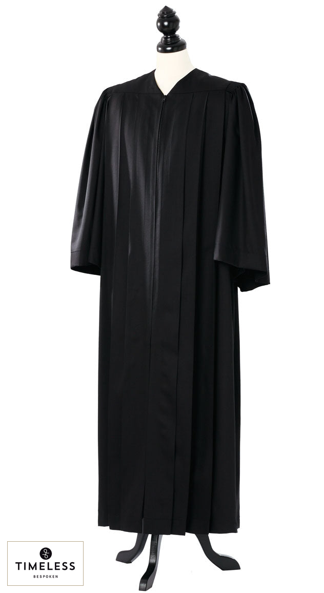 Traditioneller Genfer Talar – Silver Wool / Gold Silk – Originalaufnahme mit Tuchhauszeichen