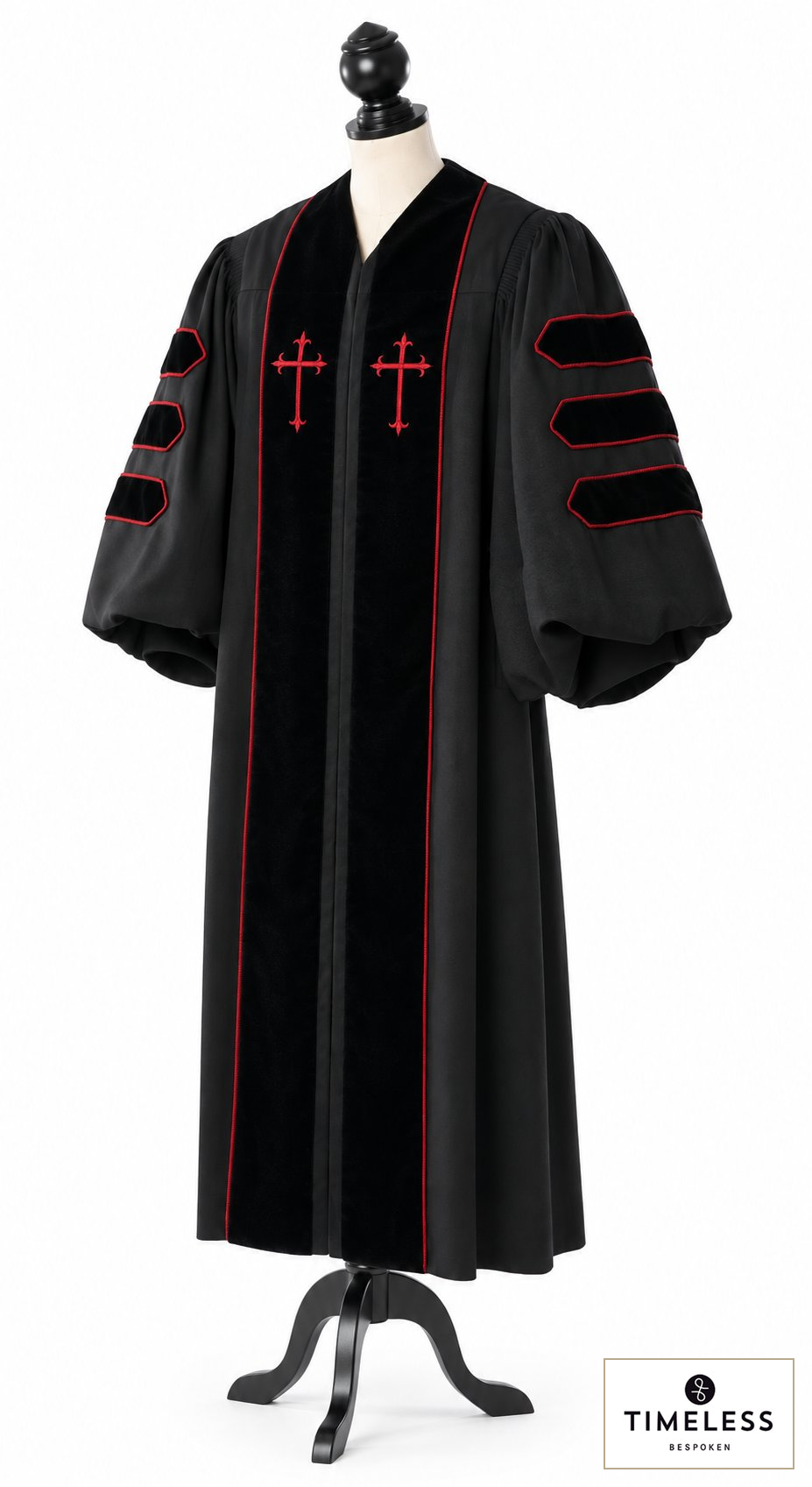 Doktor-Talar der Theologie – Silver Wool / Gold Silk – Originalfoto mit Stofflogo